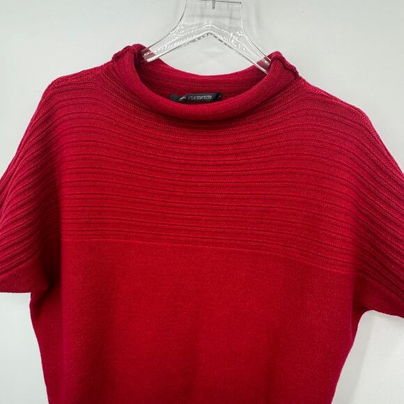 Elemente Clemente sweater S 100% virgin wool crop rolled collar rib knit top - Picture 2 of 9